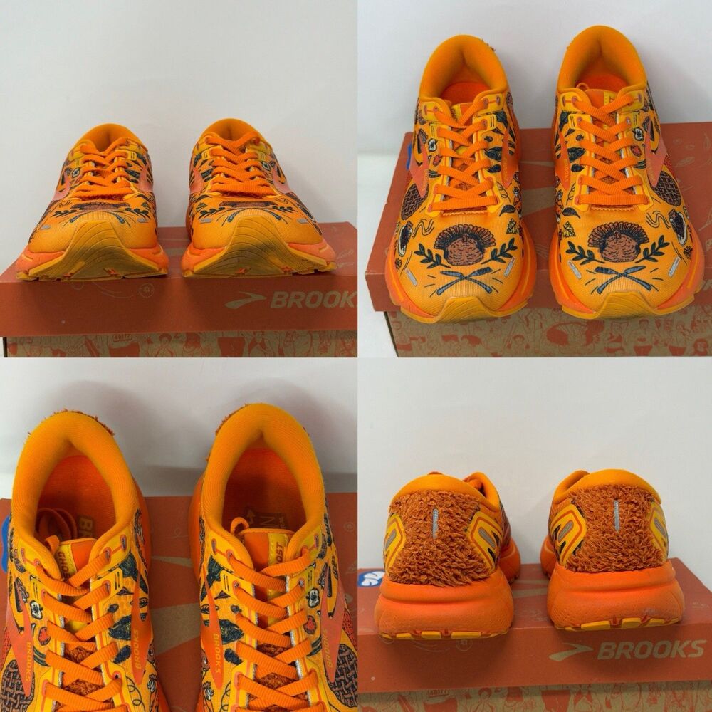 Brooks Ghost 14 Turkey Trot Thanksgiving Running Shoes Women 7B Orange AUTH - Picture 15 of 16